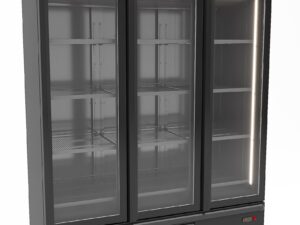 Combisteel - KØLESKAB 3 GLASDØRE SORT 1555L