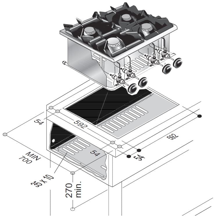 Combisteel - GAS KOGESEKTION 4 BR. 14KW - Billede 2
