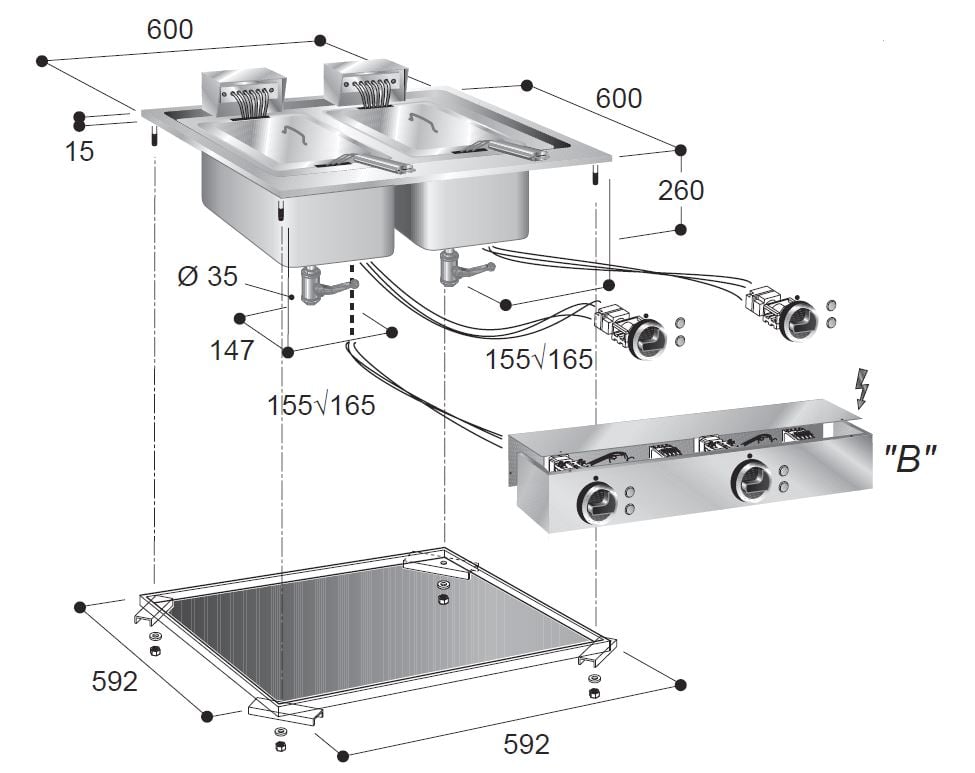Combisteel - EL. FRITERER 2X10 L - Billede 2
