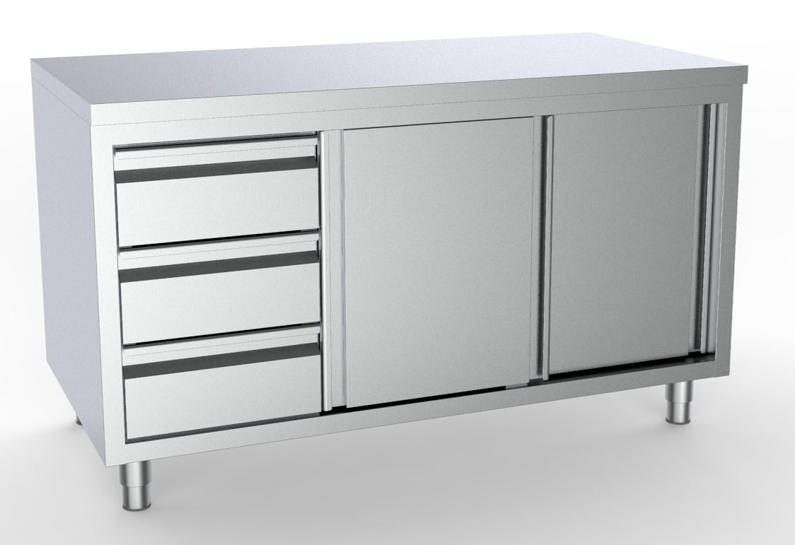 Combisteel - 700 ARBEJDSBORD GLIDEDØRE SKUFFE VENSTRE 1400