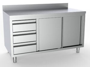 Combisteel - 700 ARBEJDSBORD SKYDEDØRE SKUFFER VENSTRE MED OPKANT 1800