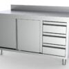 Combisteel - 700 ARBEJDSBORD SKYDEDØRE SKUFFE HØJRE MED OPKANT 1600