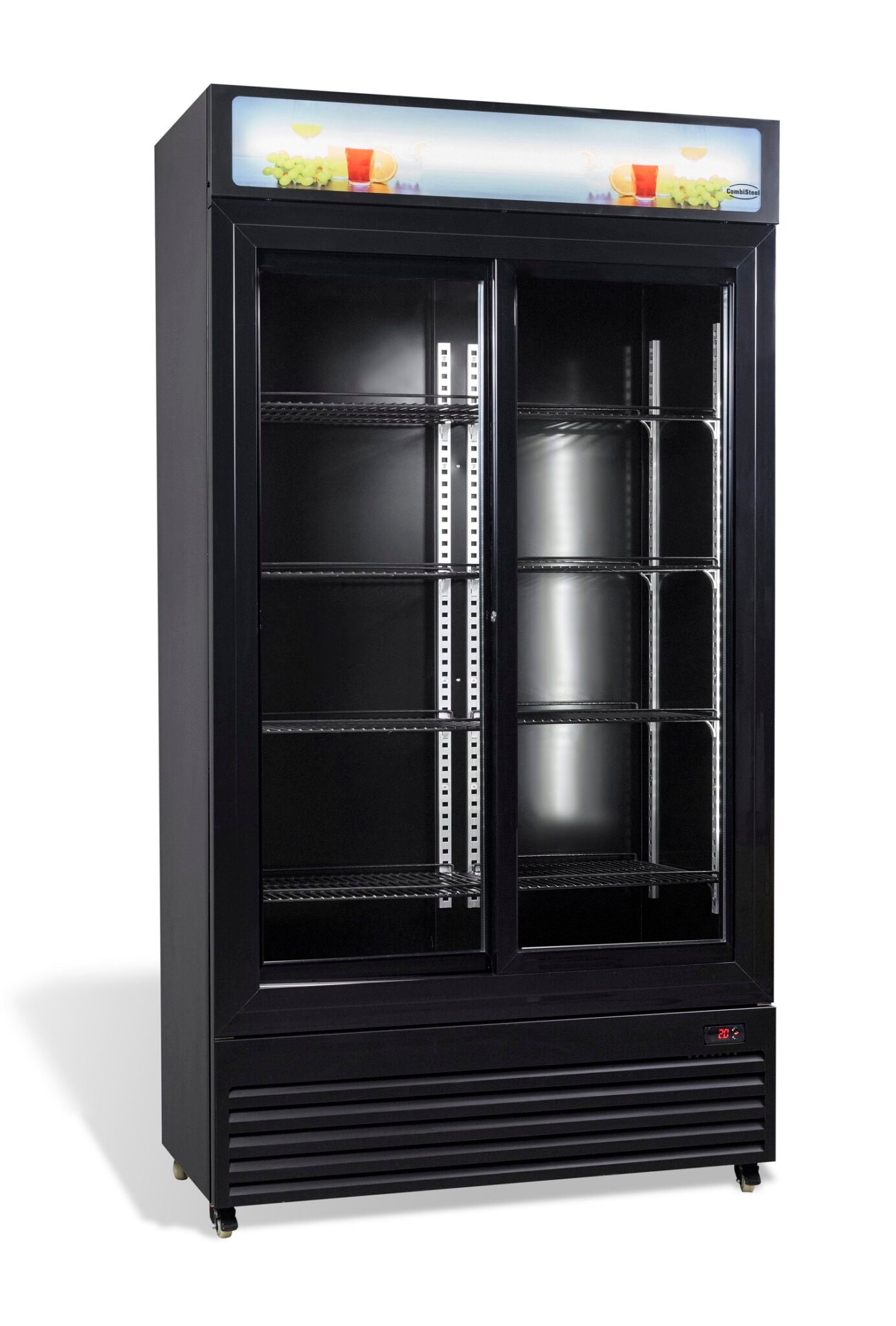 Combisteel - KØLESKAB MED SKYDEDØRE I GLAS BEZ-780 SL SORT