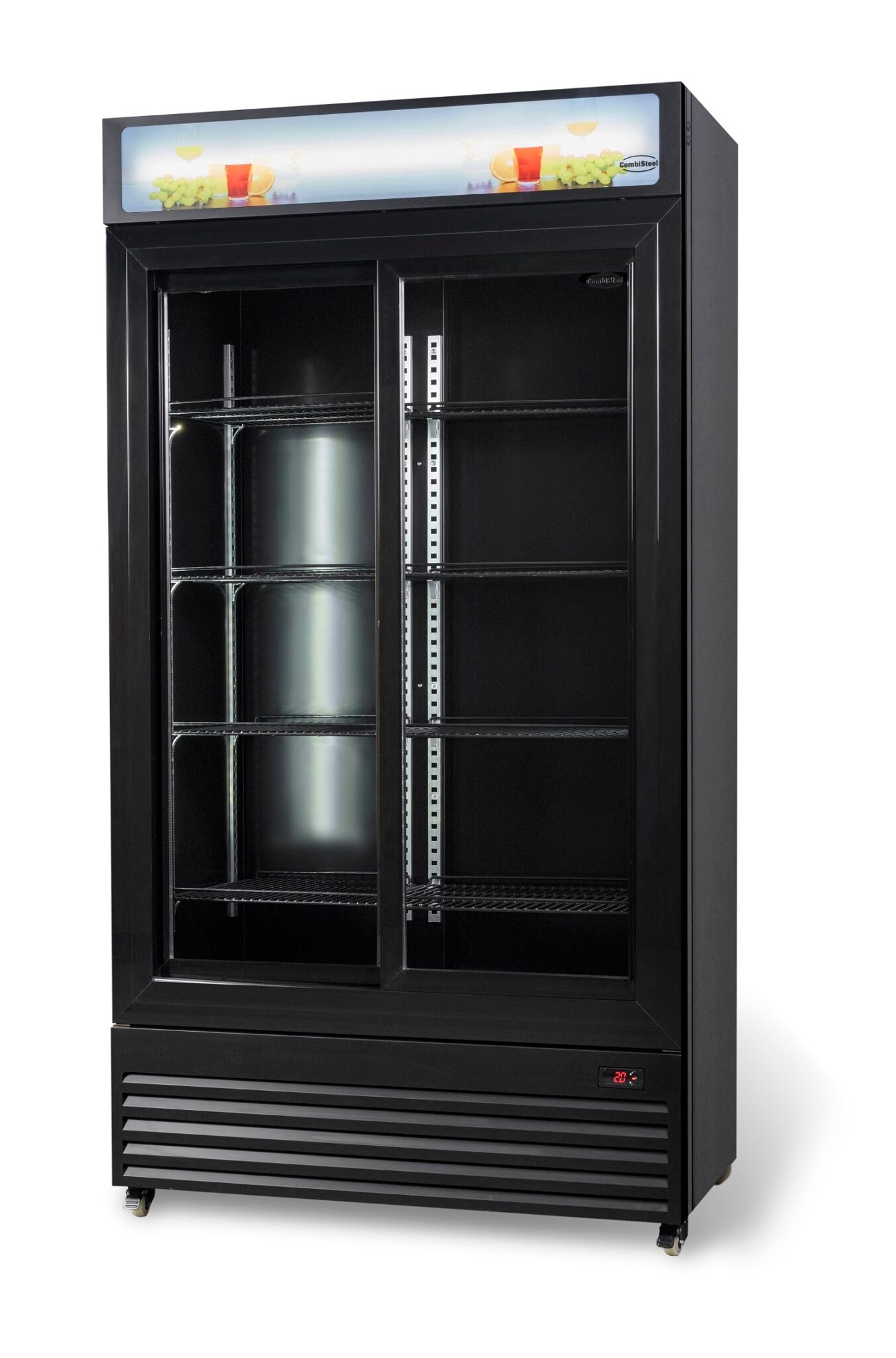 Combisteel - KØLESKAB MED SKYDEDØRE I GLAS BEZ-780 SL SORT - Billede 2