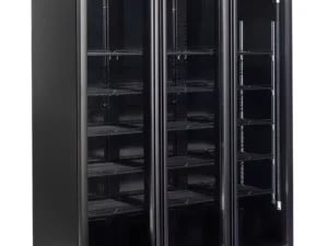 Combisteel - KØLESKAB 3 GLASDØRE SORT NAP-1200