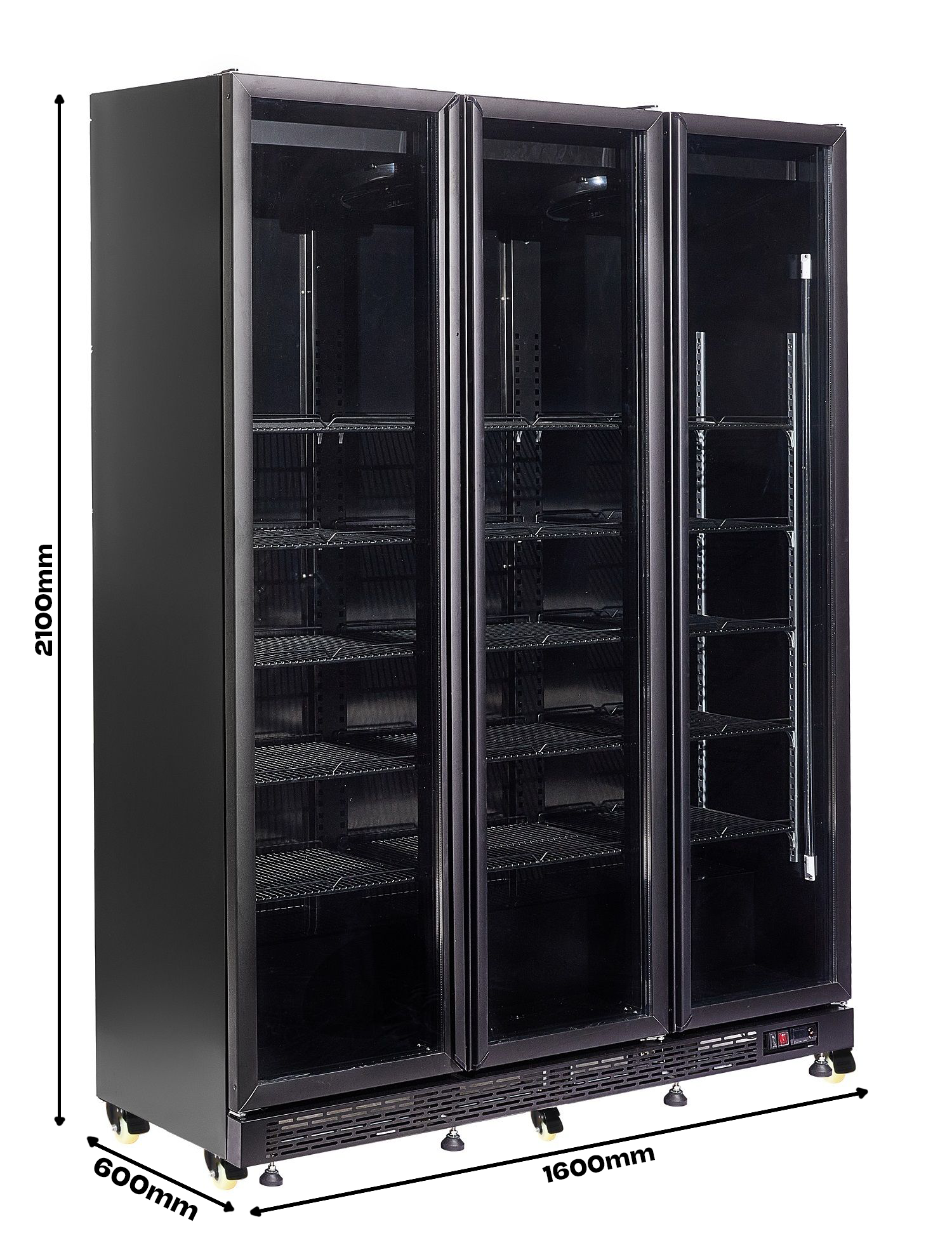 Combisteel - KØLESKAB 3 GLASDØRE SORT NAP-1200 HT - MED DØRVARME - Billede 10
