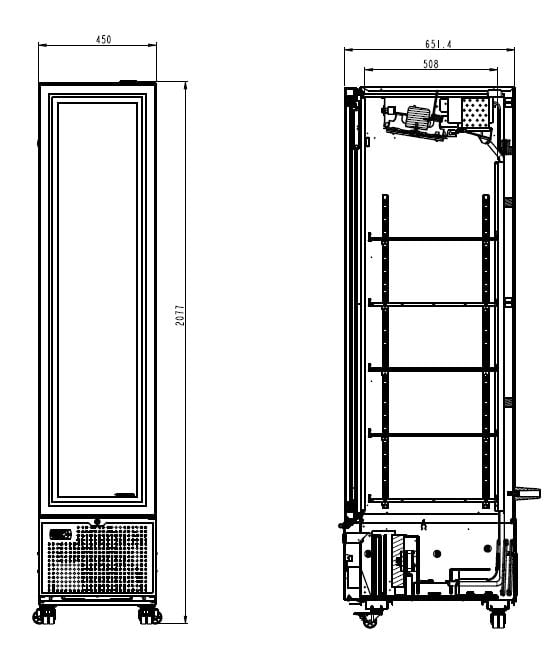 Combisteel - KØLESKAB 1 GLASDØR SORT 348L *TRANSPORT EFTER ANMODNING* - Billede 2