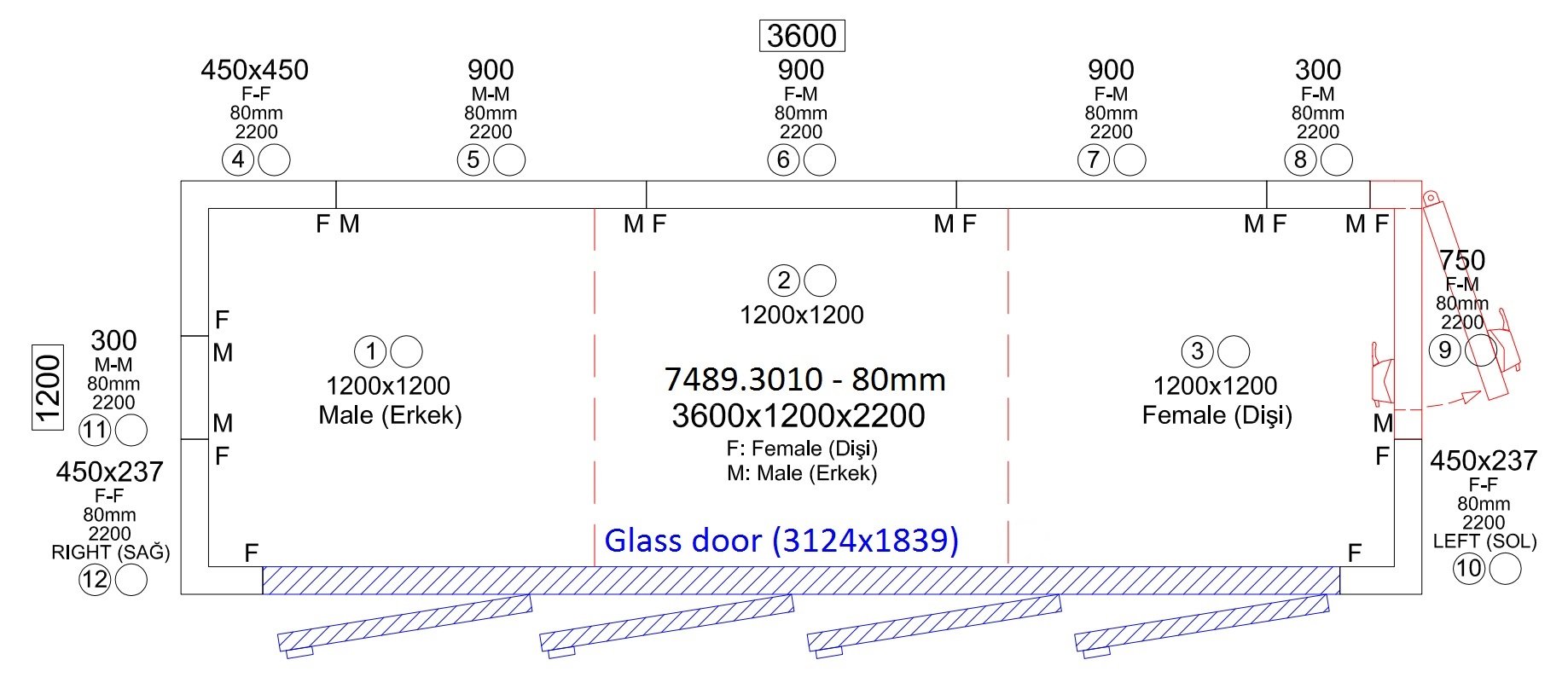 Combisteel - KØLERUM 3600x1200x2200 4 GLASDØRE *TRANSPORT EFTER FORESPØRGSEL* - Billede 2