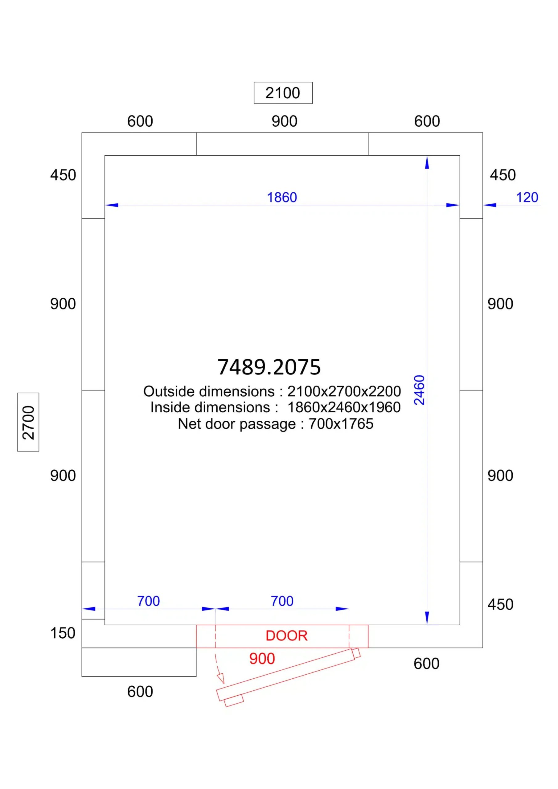 Combisteel - KOLD OG FRYSER RUM 2100x2700x2200 - 120 MM - Billede 2