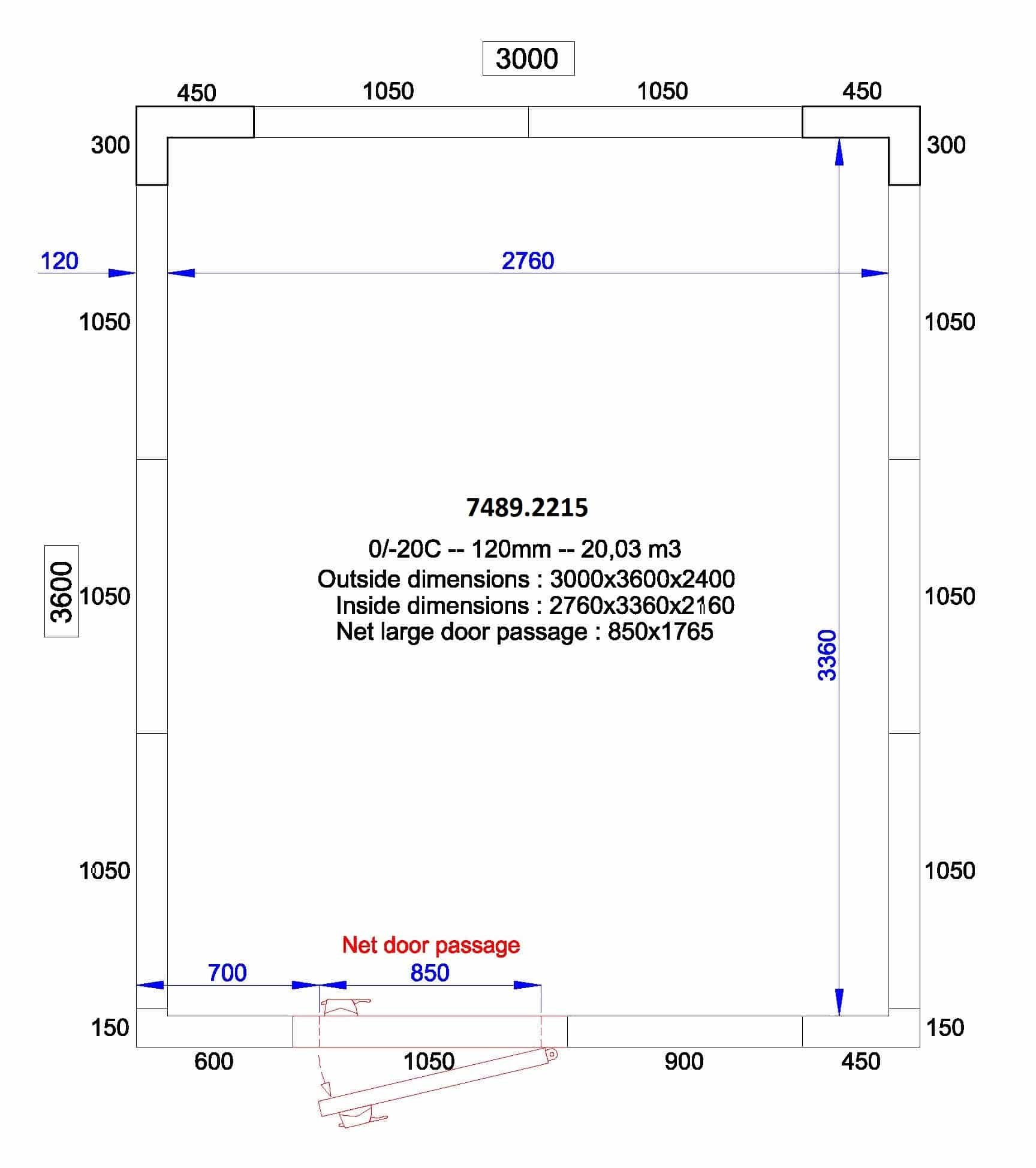 Combisteel - KØLE- OG FRYSERUM 3000x3600x2400 - 120 MM  *TRANSPORT EFTER ANMODNING* - Billede 2