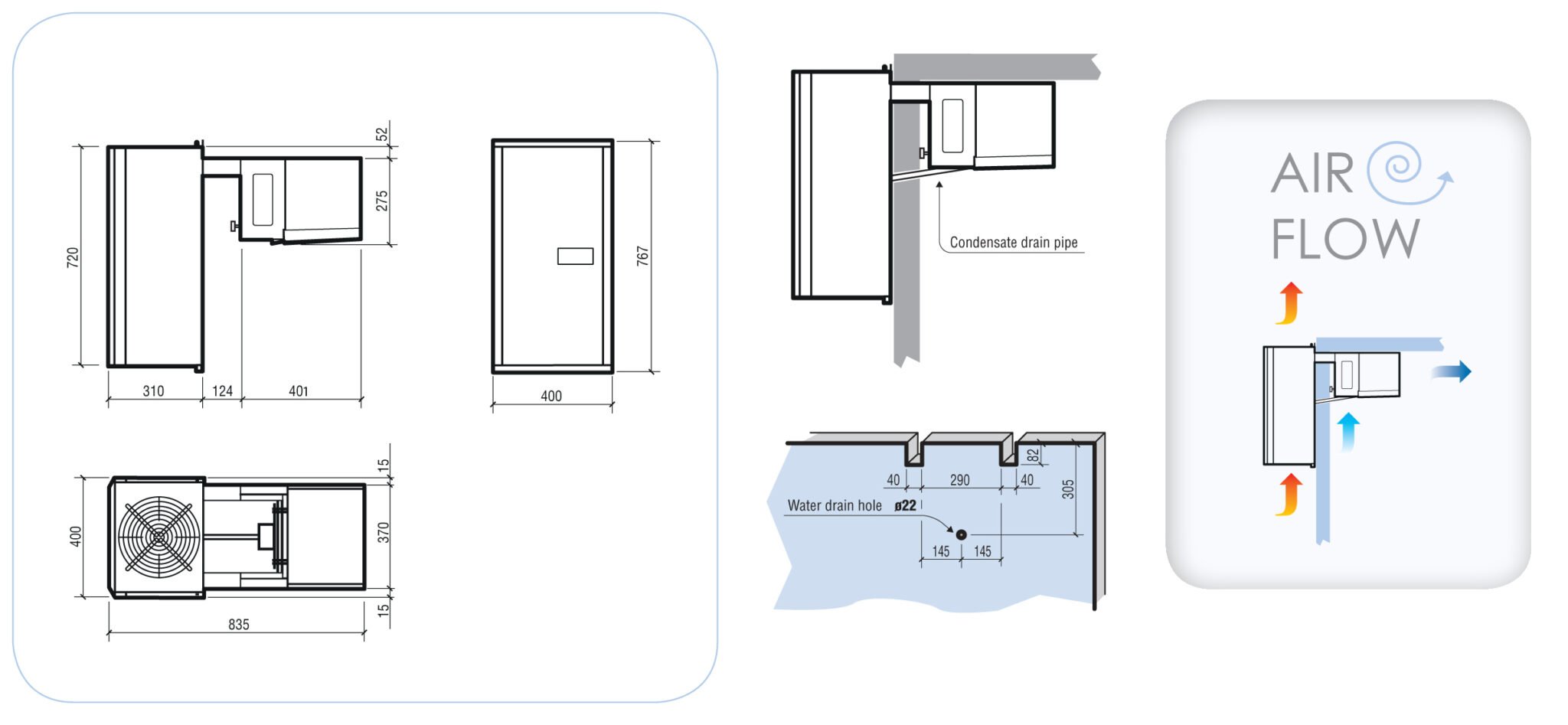 Combisteel - POSITIV VÆGMONTERET STRADDLE-TYPE ENHED 6-10,4 M3 LILLE - Billede 2