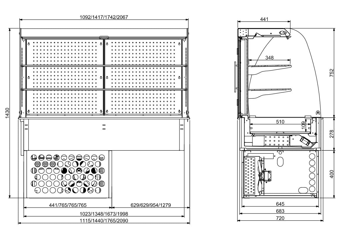 Combisteel - DROP-IN BUEDE KØLEDISPLAY - ROLL-UP 3/1 - Billede 2