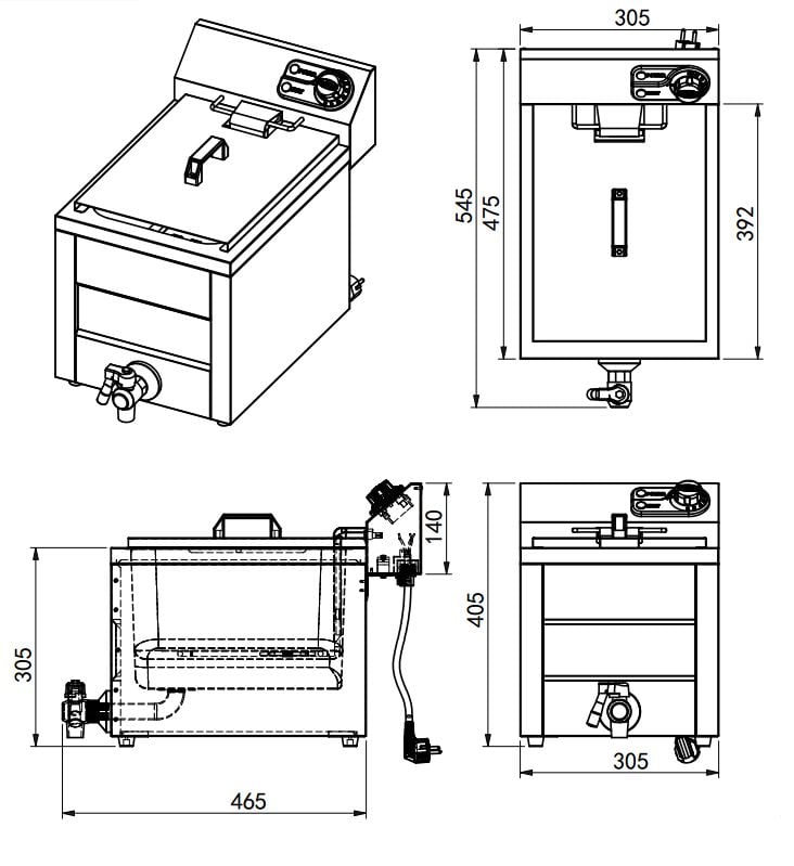 Combisteel - ELEKTRISK BORDFRITURE 1X8L 3KW - Billede 2
