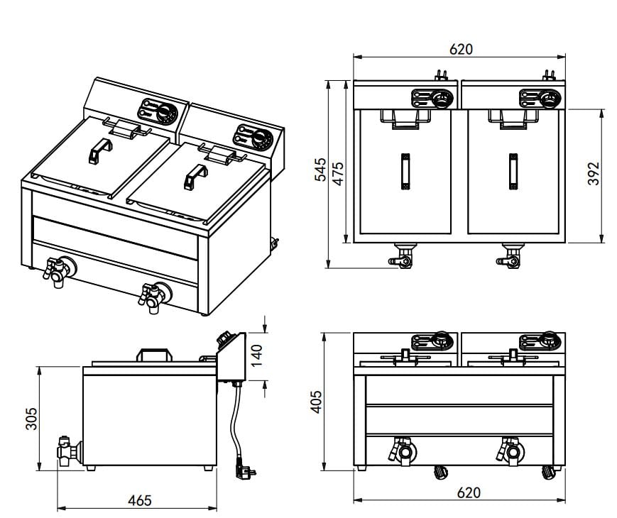 Combisteel - ELEKTRISK FRITUREGRYDE 2X8L 2X3KW - Billede 2