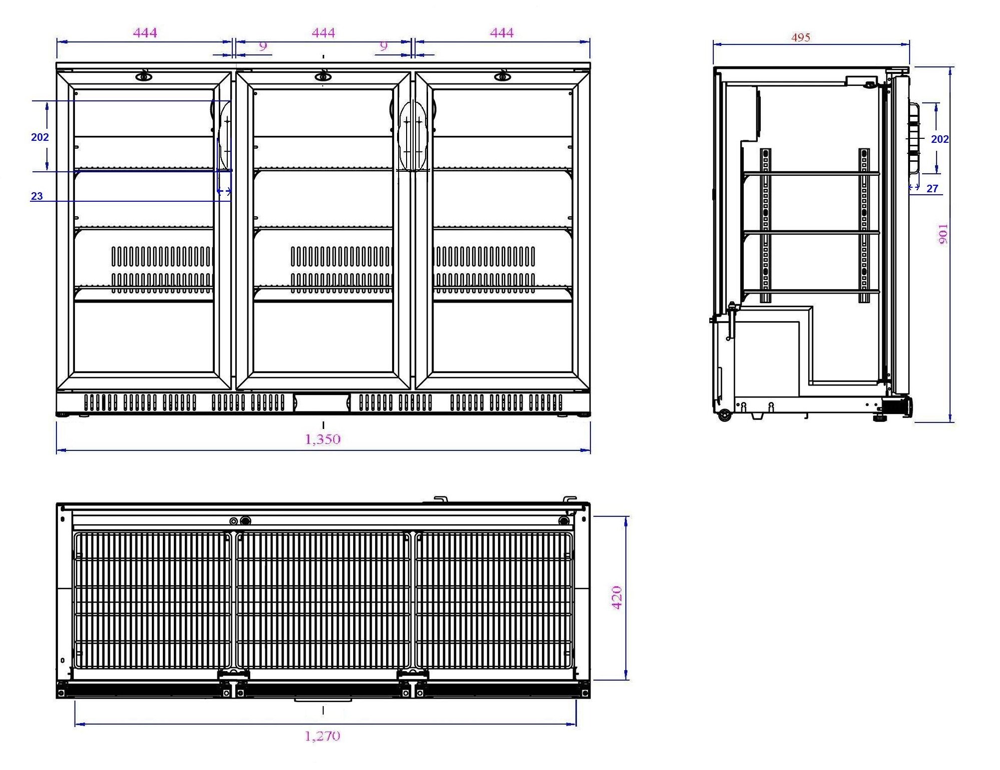 Combisteel - BACKBAR KØLER SORT 3 DØRE - Billede 2