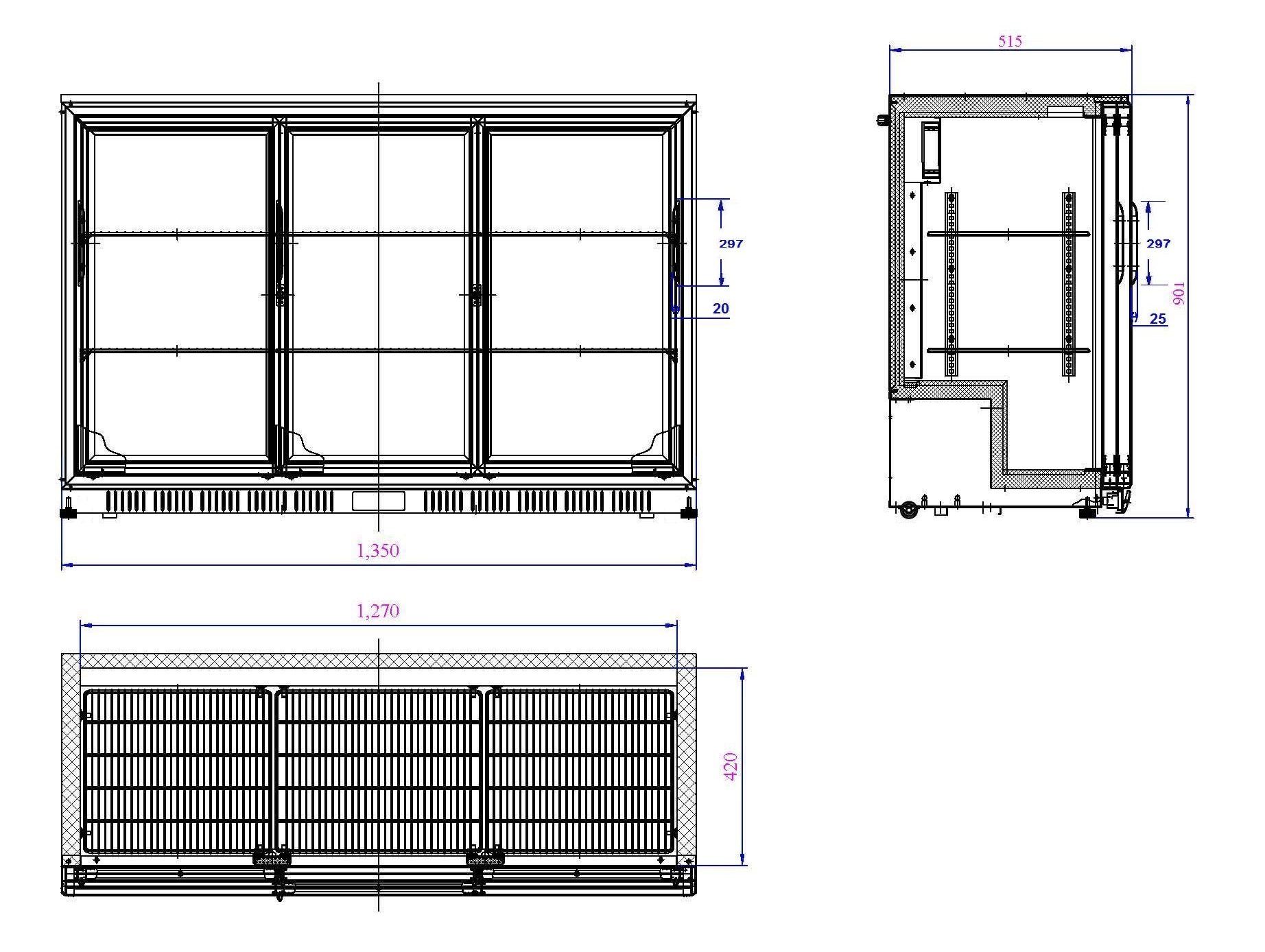 Combisteel - BACKBAR KØLER SORT 3 SKYD - Billede 2