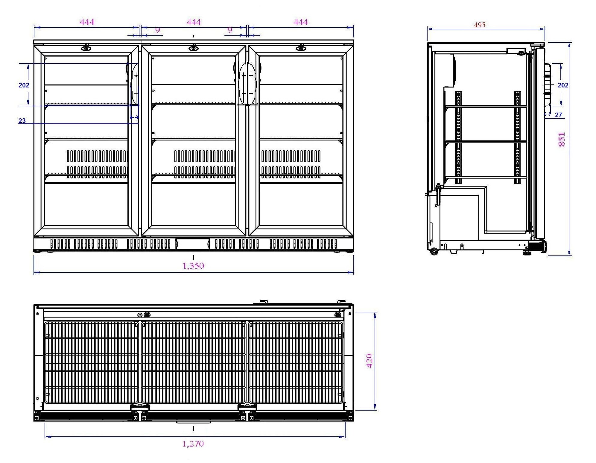 Combisteel - BACKBAR KØLER SORT 3 DØRE - Billede 2