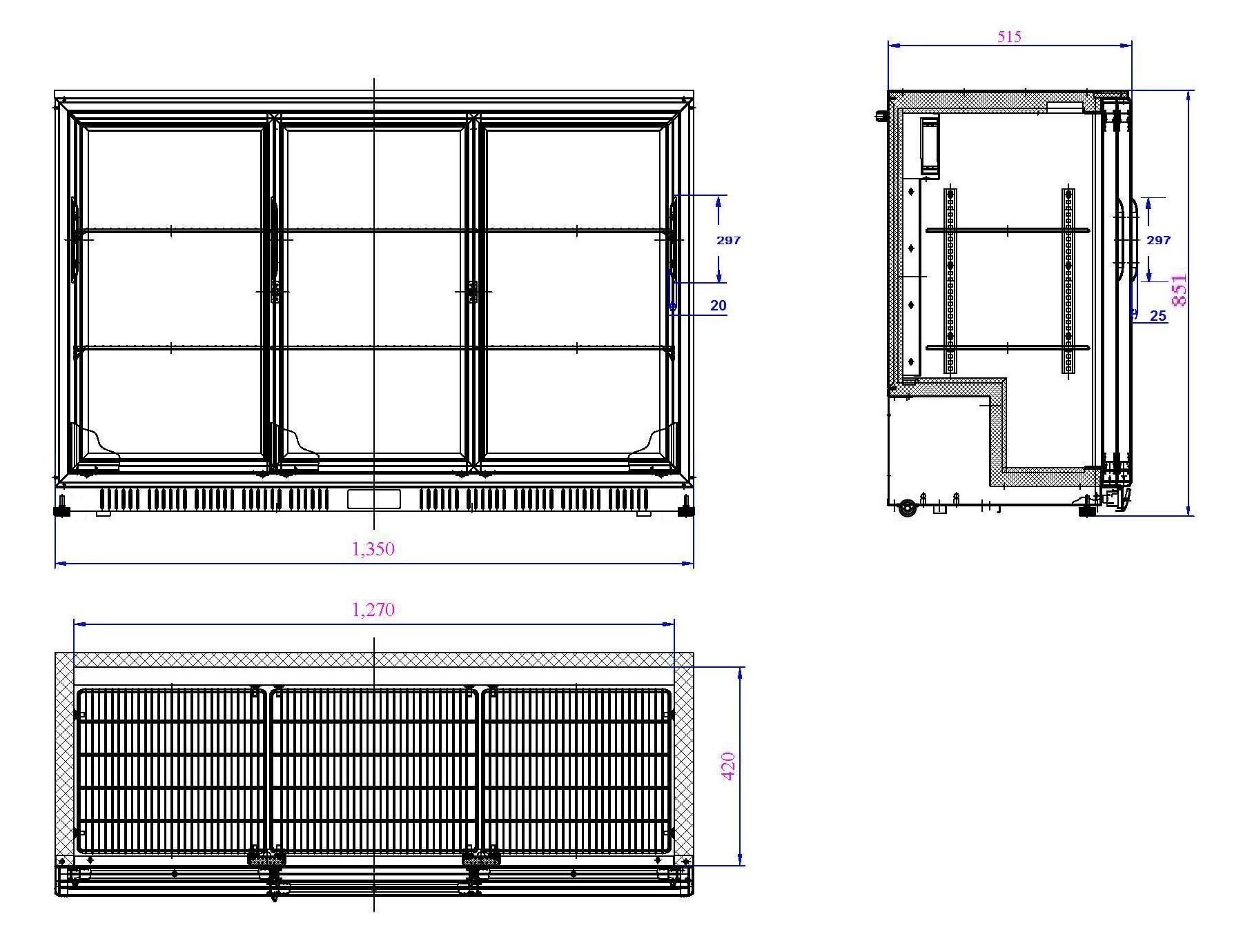 Combisteel - BACKBAR KØLER SORT 3 SKYD - Billede 2