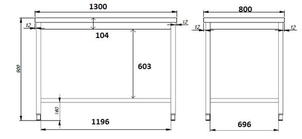 Combisteel - 800 ARBEJDSBORD ÅBEN RAMME 1300 - Billede 2