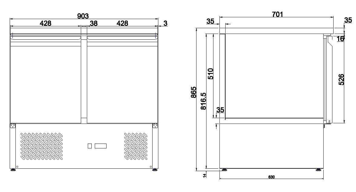 Combisteel - KØLEBORD 2 DØRE - Billede 4