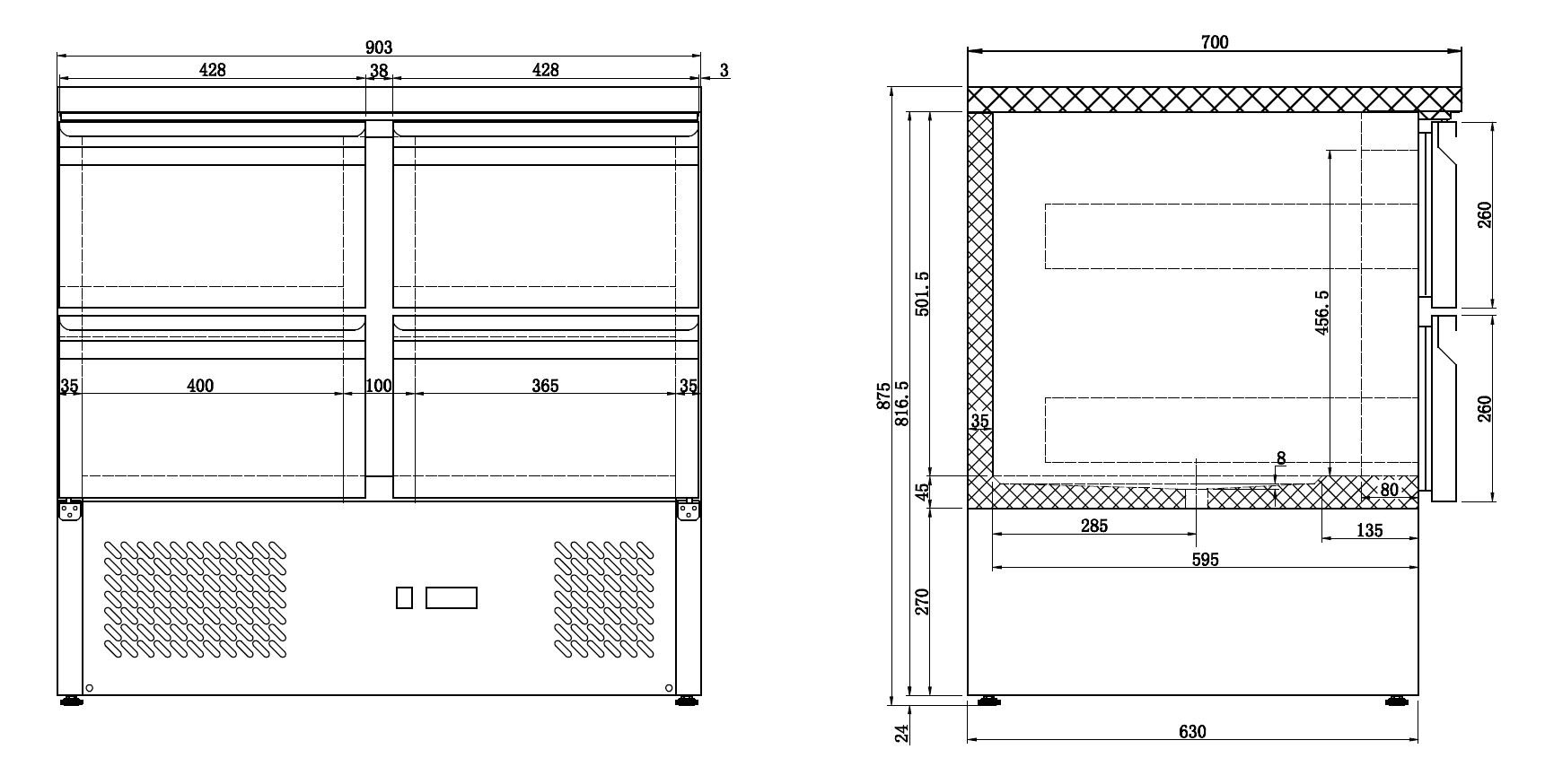 Combisteel - KØLET BORD 4 SKUFFER - Billede 5