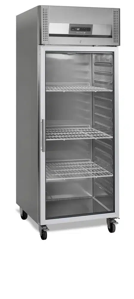 RK710G Rustfrit Stål Køleskab med Glasdør, 650L, 148kg