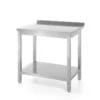 Vægmonteret arbejdsbord med opkant og hylde - dybde 600 mm, Kitchen Line, 800x600x(H)850mm