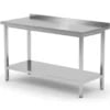 Vægmonteret arbejdsbord med opkant og hylde - dybde 600 mm, Kitchen Line, 1000x600x(H)850mm