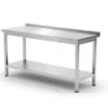 Vægmonteret arbejdsbord med opkant og hylde - dybde 600 mm, Kitchen Line, 1600x600x(H)850mm