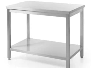 Central arbejdsbord, heavy duty med hylde, 600 mm dyb, Kitchen Line, 1400x600x(H)850mm