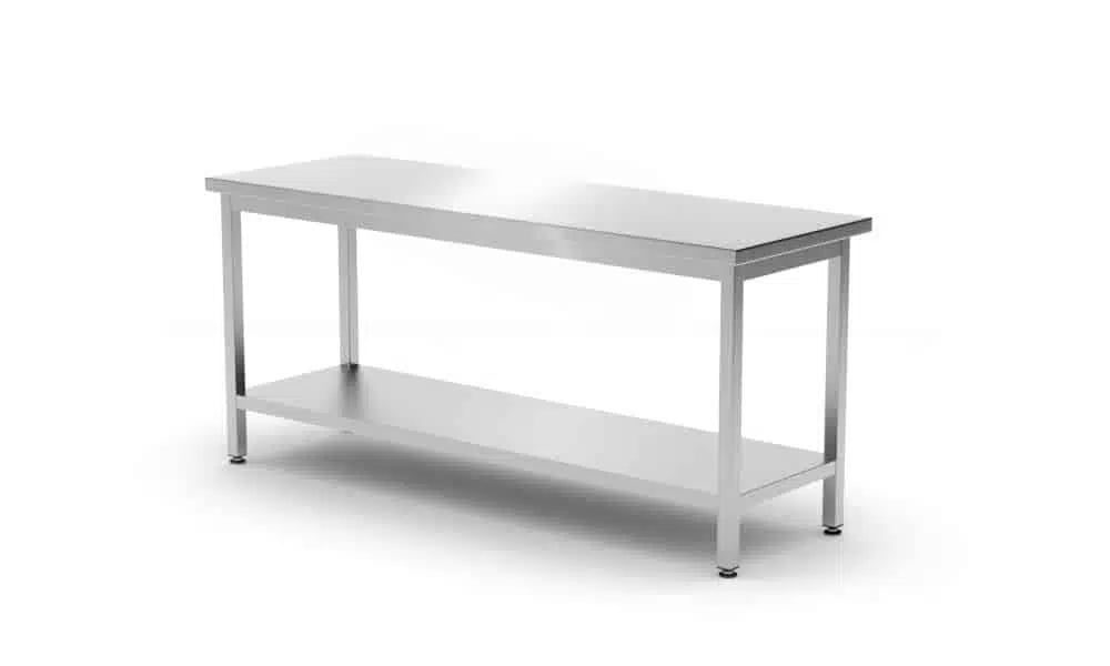 Central arbejdsbord, heavy duty med hylde, 600 mm dyb, Kitchen Line, 1800x600x(H)850mm