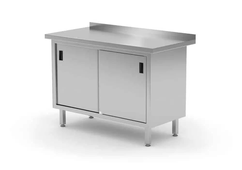 Vægmonteret arbejdsbordsskab med skydedøre - svejset, Profi Line, 1000x600x(H)850mm