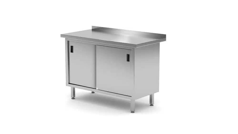 Vægmonteret arbejdsbordsskab med skydedøre - svejset, Profi Line, 1200x600x(H)850mm