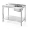 Enkeltvask bord med hylde, venstre, Kitchen Line, 1000x700x(H)850mm, rustfrit stål