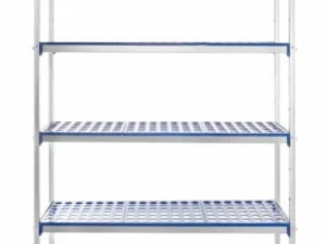 Aluminium opbevaringsreol, 1280x405x(h)1685mm - forbind flere reoler