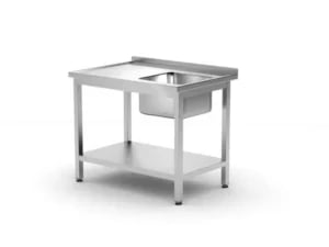 Enkeltvask bord med hylde, Køkkenlinje, Højre, 1000x700x(H)850mm, stk.
