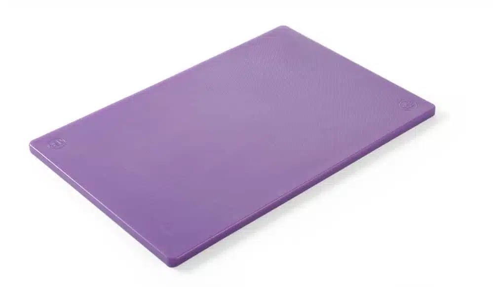 Skærebræt HACCP 450x300, lilla, 450x300mm, 2 stk. Begge sider er glatte og egnet til brug. - Billede 2