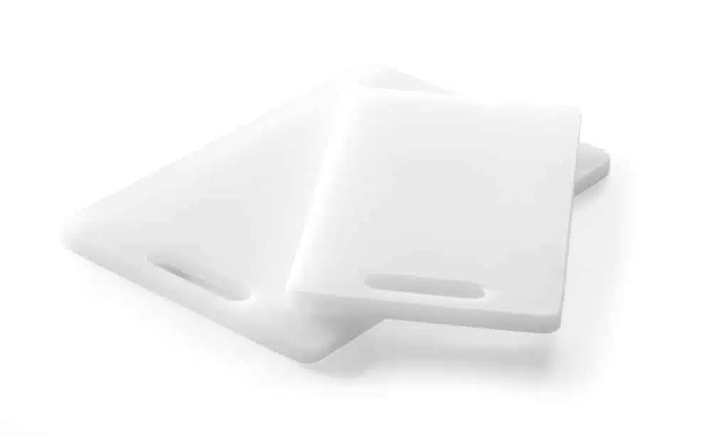 Skærebræt med håndtag, hvid, 300x200mm, Hendi, lavet af polyethylen HDPE