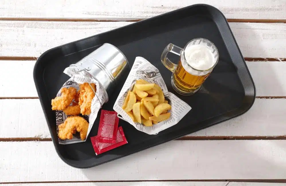 Sort, rektangulær serveringsbakke med skridsikker overflade, 255x355mm. - Billede 4