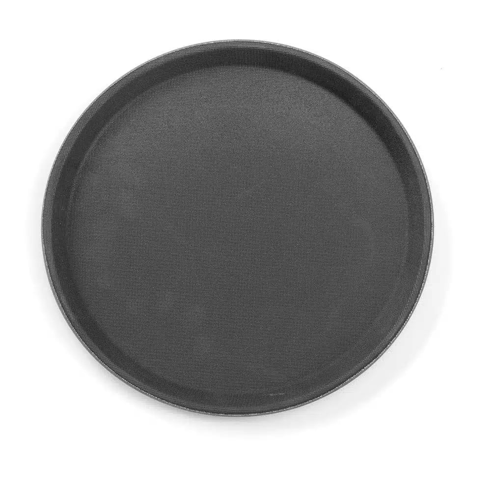 Rund serveringsbakke med anti-slip, sort, ø410x(h)20mm