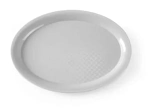 Oval hurtigmad bakke i let grå polypropylen, 265x195x15mm