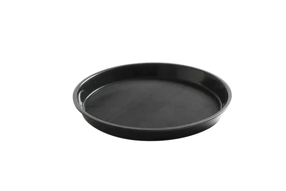 Rundt serveringsfad med skridsikker kant, sort, ø320x(h)37mm
