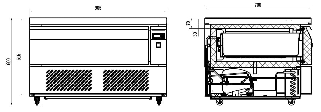 Combisteel - KØL/FRYS BORD 1 SKUFFE 2X 1/1GN - Billede 5