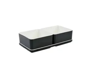 Cube organizer sæt 01: Består af skål/bakke nr. (4) + 2stk.(1) - 21 x 10.5 x H5.5 cm  | Black. Champagne. Grey