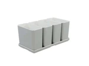 Cube organizer sæt 03: Består af skål/bakke nr. (4) + 4stk.(3) - 21 x 10.5 x H9.3 cm | Black. Champagne. Grey