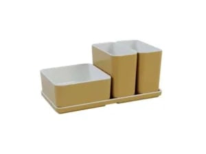 Cube organizer sæt 05: Består af skål/bakke nr. (4) + (1) + 2stk.(3) - 21 x 10.5 x H9.3 cm | Black. Champagne. Grey