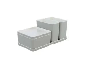 Cube organizer sæt 06: Består af skål/bakke nr. (4) + (1) + (2) + 2stk.(3) - 21 x 10.5 x H9.3 cm | Black. Champagne. Grey
