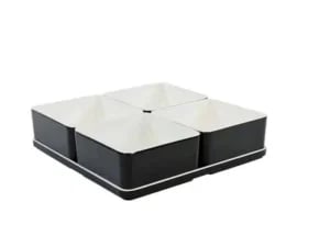 Cube organizer sæt 07: Består af skål/bakke nr. (6) + 4stk.(1) - 21 x 21 x H5.5 cm | Black. Champagne. Grey