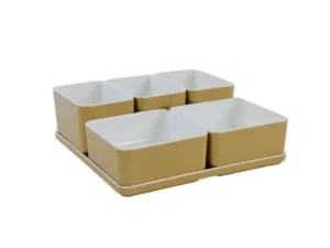 Cube organizer sæt 11: Består af skål/bakke nr. (6) + 2stk.(1) + 3stk.(5) - 21 x 21 x H7.2 cm | Black. Champagne. Grey