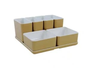 Cube organizer sæt 14: Består af skål/bakke nr. (6) + 2stk.(1) + 4stk.(3) - 21 x 21 x H9.3 cm | Black. Champagne. Grey